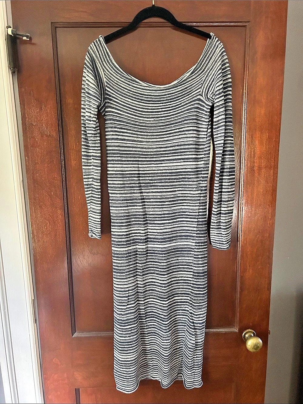 Malo Striped Midi Dress in dark blue & White Size 42 Like New